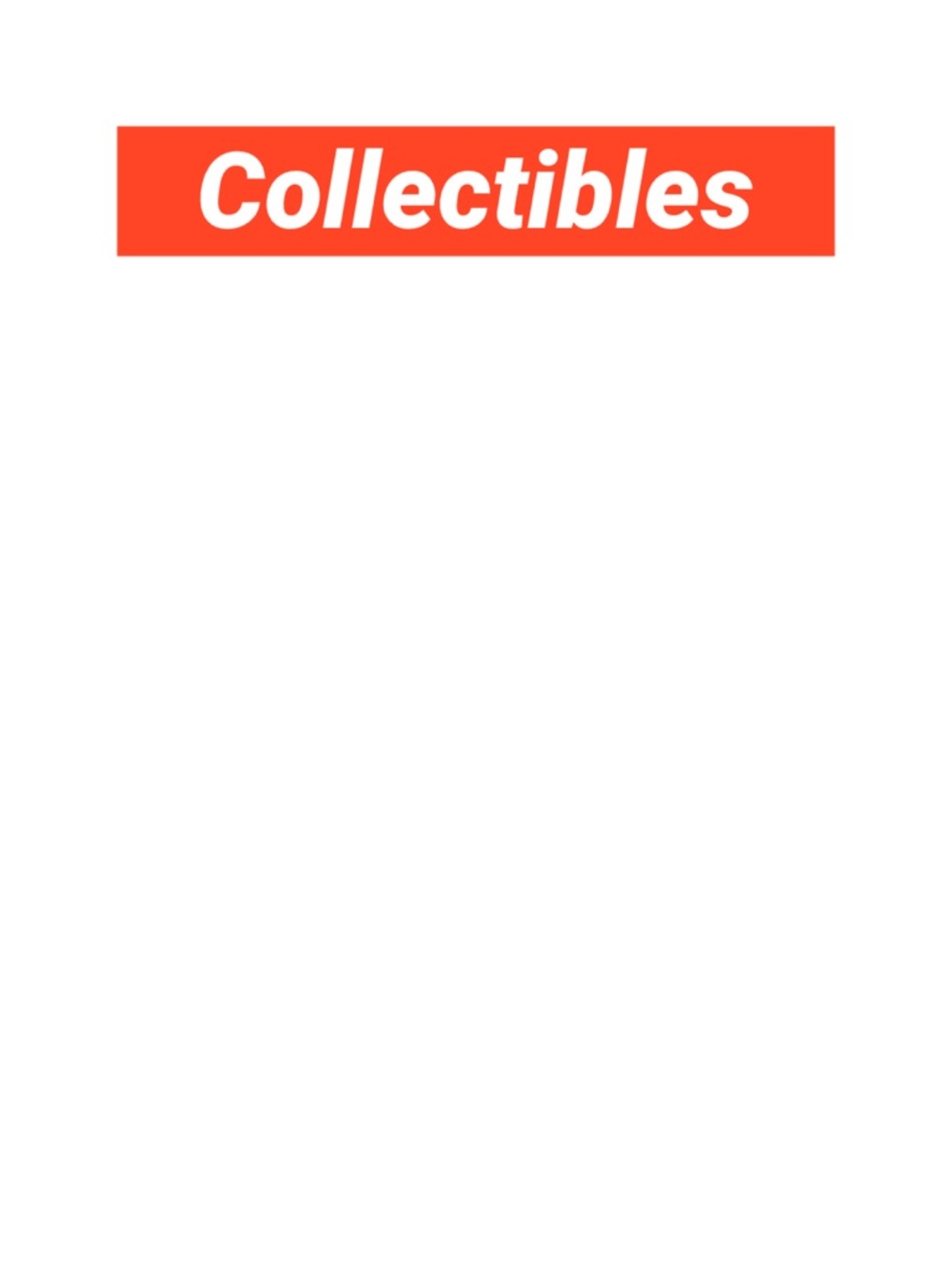 Collectibles Sign Banner in Bright Orange-Red